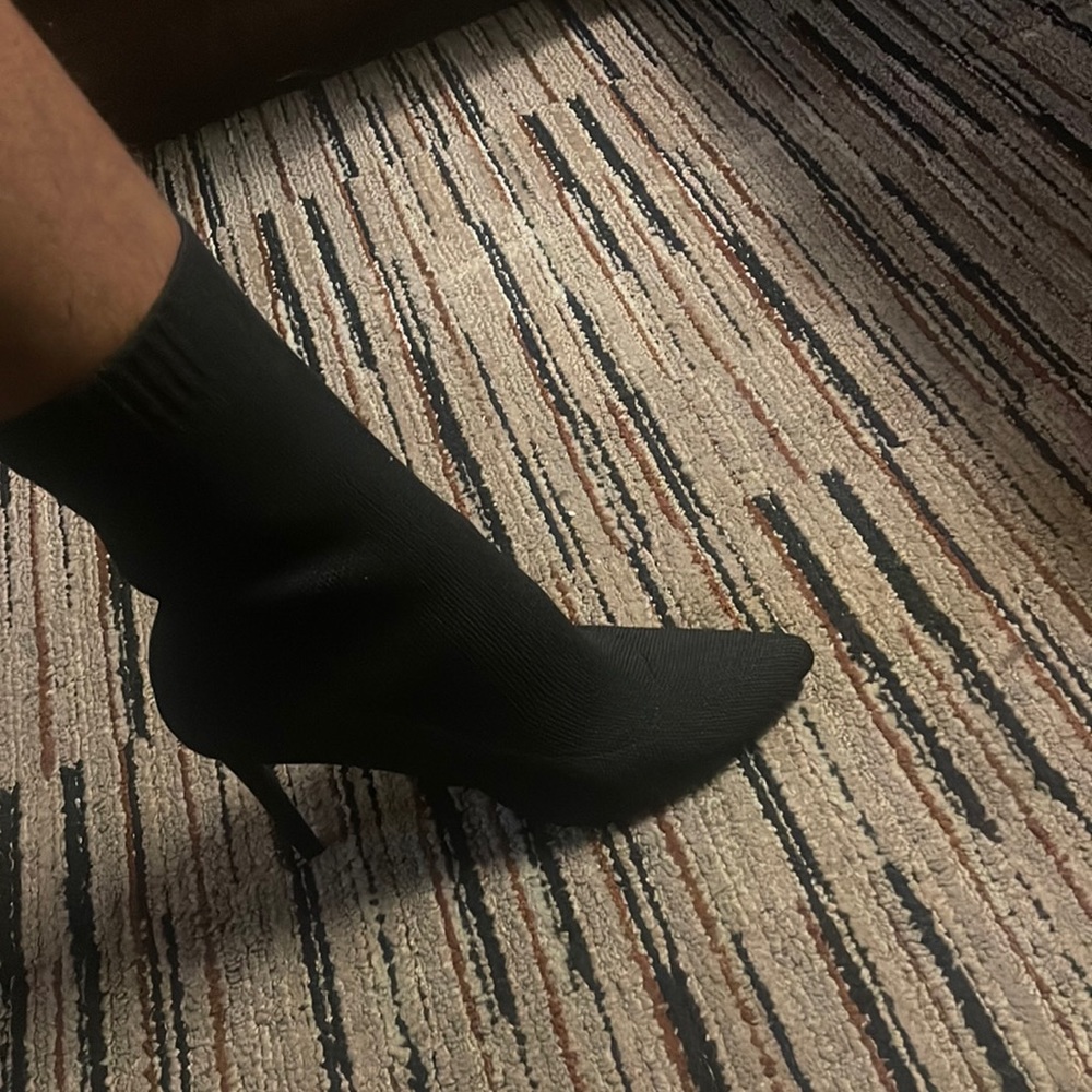 Black stiletto bootie heels